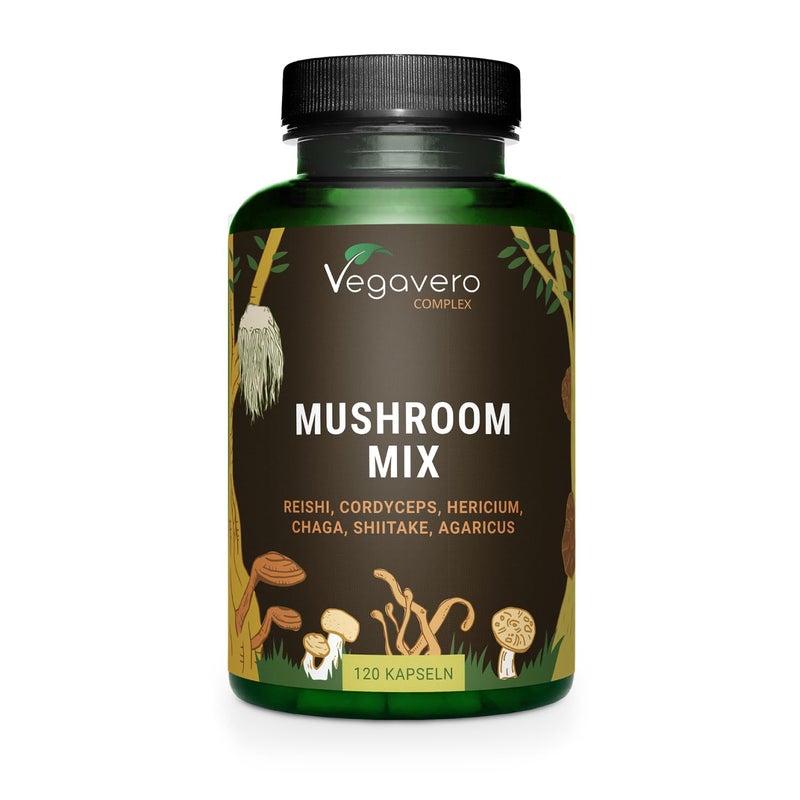 Vegavero Mushroom Complex | High Strength Extracts | Reishi, Cordyceps, Chaga, Lions Mane, Shiitake & Agaricus | NO Additives | 120 Capsules | Vegan - Image 1